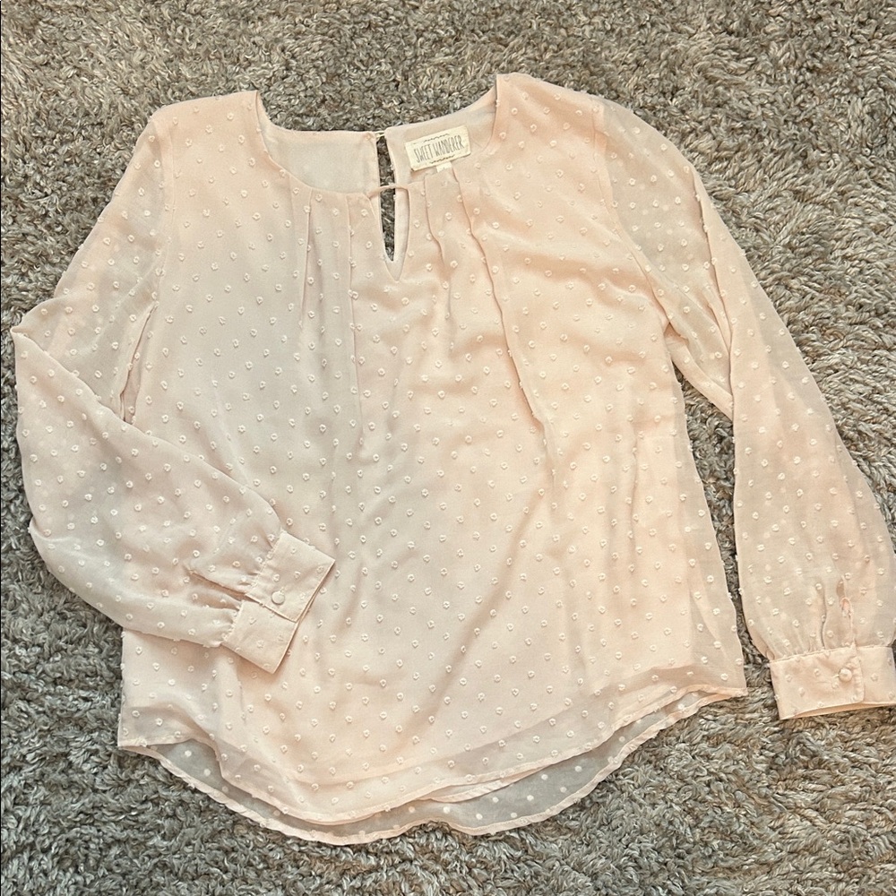 Sweet Wanderer Cream Swiss Dot Blouse